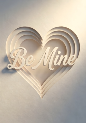 3D Papercut Be Mine Valentine Print
