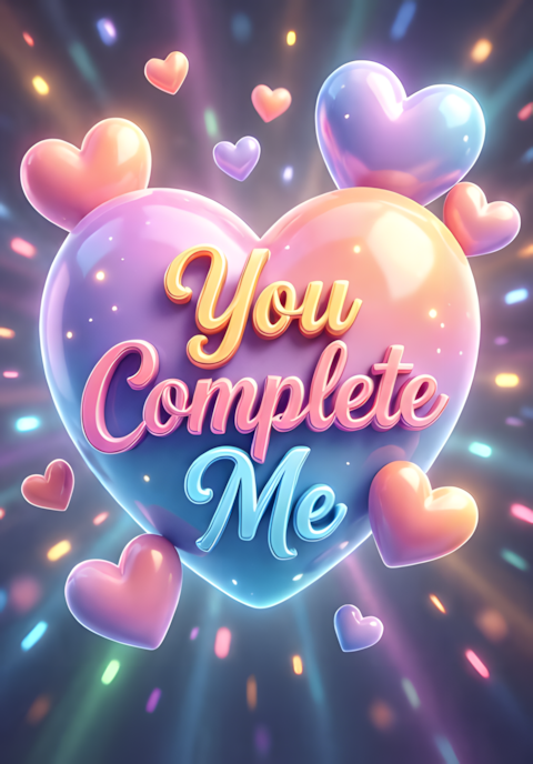 3D Soft Glow You Complete Me Art Print