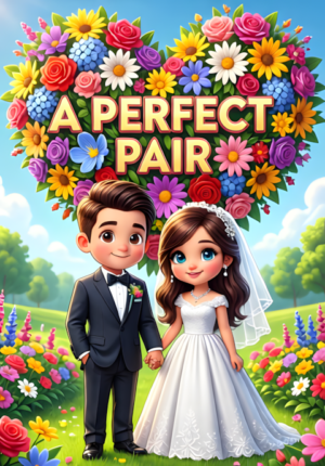 A Perfect Pair Two Newlyweds Holding Hands Beneath A Giant Heartshaped Arrangement Of Colorful Flowers