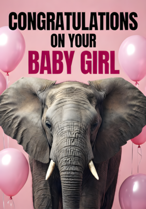 Adorable Elephant With Pink Balloons