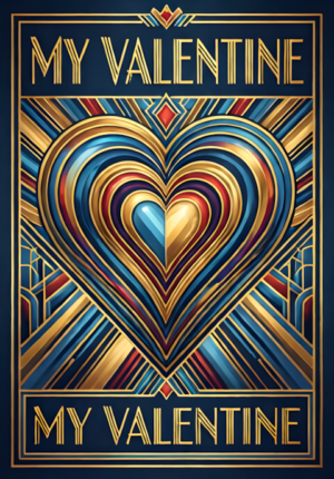 Art Deco My Valentine Elegant Print