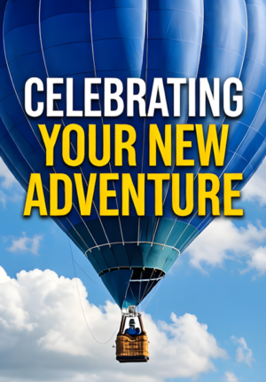 Blue Hot Air Balloon With Clouds