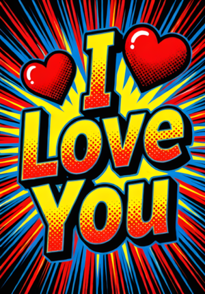 Bold Pop Art I Love You Valentine Print