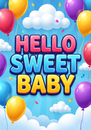 Bright Illustrated Baby Shower Floating Balloons And Clouds Cheerful Pastel