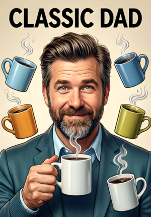 Classic Dad Dad Surrounded By Coffee Mugs