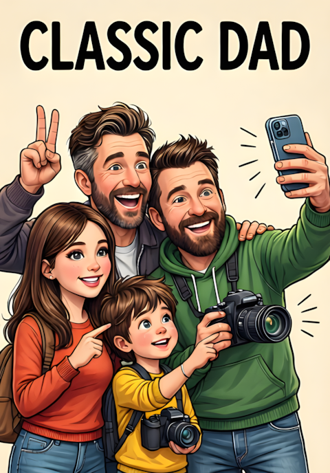 Classic Dad Dad Trying To Take A Family Selfie But Accidentally Pointing The Camera The Wrong Way