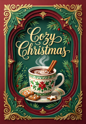 Cozy Christmas Hot Cocoa With Cinnamon And Cookies
