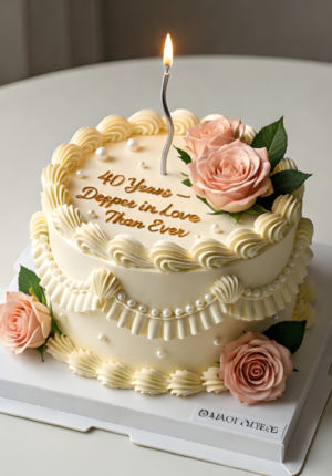 Cream With Pearl And Rose Details