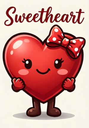 Cute Heart With Bow Sweetheart Valentine Art