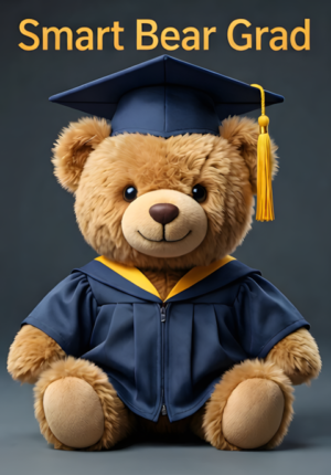 Cute Modern Smart Bear Grad Art