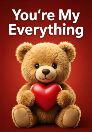 Cute Teddy Bear Youre My Everything Valentines Art