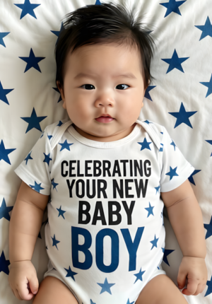 Cute Baby Boy Onesie With Stars