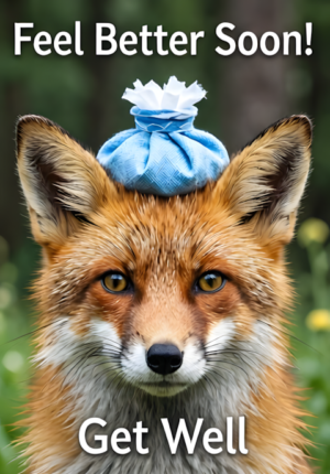Cute Fox With An Ice Pack On Its Head