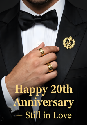 Elegant Black Tie Style With Gold Rings