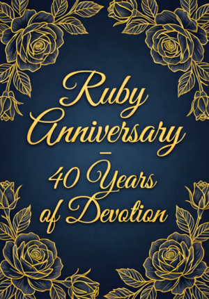 Elegant Navy Background With Gold Script And Roses