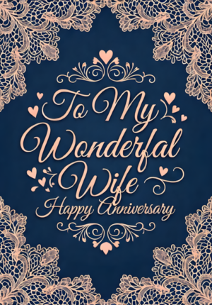 Elegant Navy And Blush With Delicate Lace Patterns And Hearts