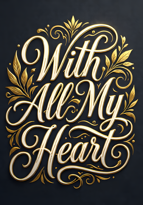 Elegant Script With All My Heart Valentine Art