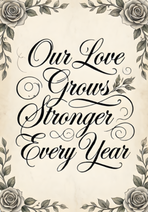Elegant Typography With Subtle Rose Vine Border