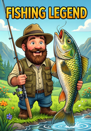 Fishing Legend Dad Proudly Holding A Tiny Fish Beside A Fishing Rod While Pretending It Is An Enormous Catch