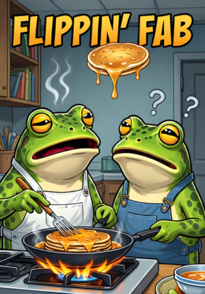 Flippin Fab Two Frogs Cooking Pancakes Together