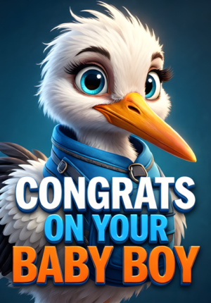 Gentle Stork With Blue Bundle