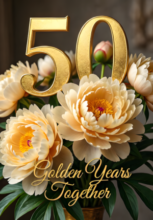 Gold And Cream With Elegant Peonies