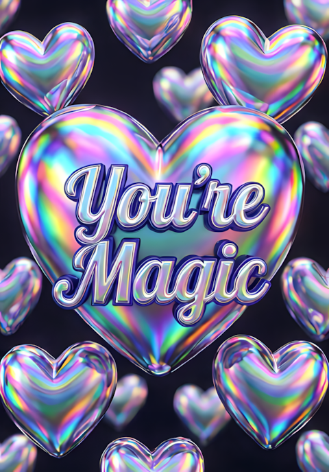 Holographic Youre Magic Hearts Print