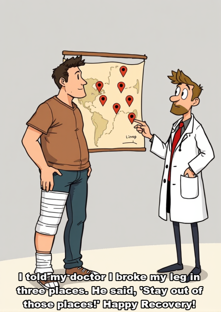 I Told My Doctor I Broke My Leg In Three Places He Said Stay Out Of Those Places