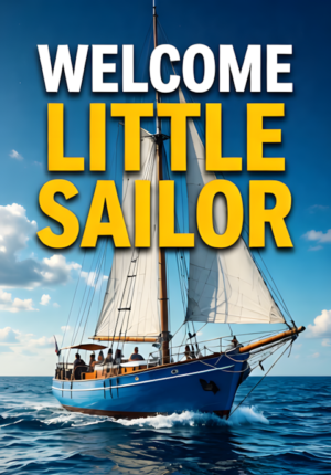 Illustrated Blue Sailboat