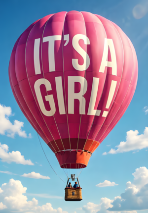 Illustrated Pink Hot Air Balloon