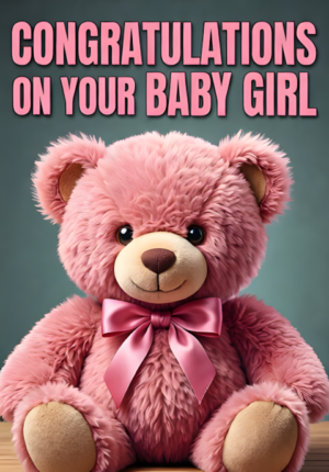 Illustrated Pink Teddy Bear