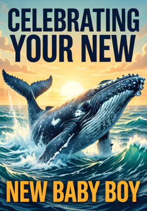 Illustrated Whale In Ocean Waves