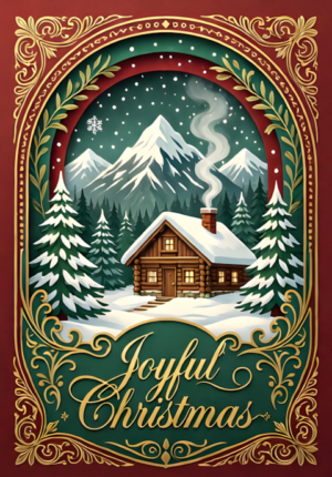 Joyful Christmas Mountain Chalet In Snowfall