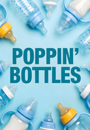 Light Blue Background Baby Bottles Fun Baby Shower