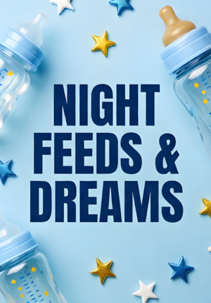 Light Blue Background Baby Bottles Stars