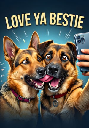 Love Ya Bestie Two Dogs Attempting A Perfect Selfie But One Enthusiastically Licking The Others Face
