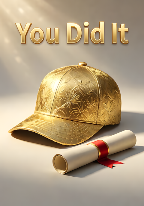 Luxury 3D Gold Cap You Did It Graduation Art