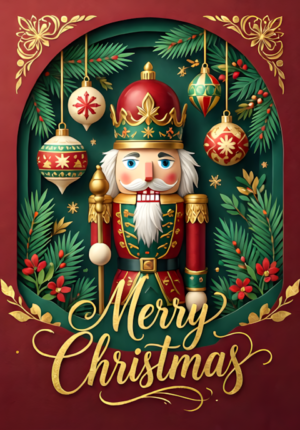 Merry Christmas Nutcracker With Festive Ornaments