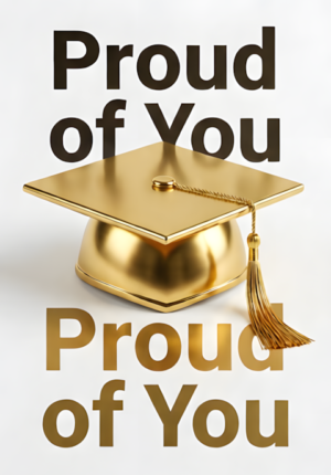 Minimalist Gold Mortarboard Proud Of You Art