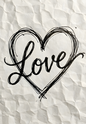 Minimalist Love Line Art Valentines Illustration