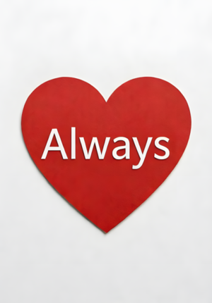 Minimalist Red Heart Always Valentine Print