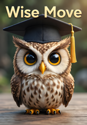 Modern 3D Wise Move Owl Graduate Art