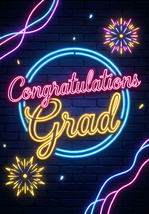 Modern Neon Congratulations Grad Art Print