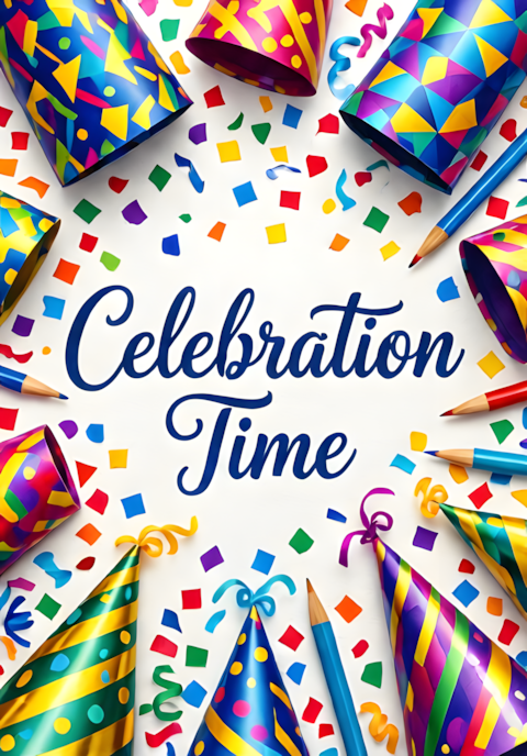 Modern Watercolor Celebration Time Print