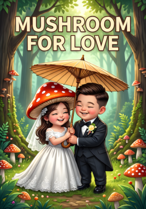 Mushroom For Love Two Mushrooms Dressed As Newlyweds Squeezed Beneath A Tiny Umbrella During Their Woodland Ceremony