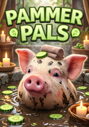 Pamper Pals Two Pigs Having A Luxurious Spa Day In A Mud Bath Cucumber Slices And Tiny Towels On Their Heads