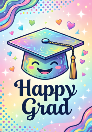 Pastel Modern Happy Grad Illustration