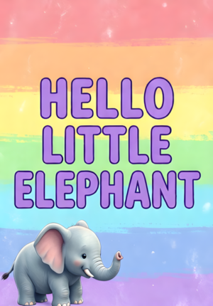 Pastel Rainbow Striped Background Tiny Elephant Cute Simple Style