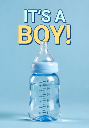 Pastel Blue Background With Baby Bottles