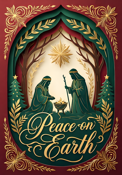 Peace On Earth Bethlehem Nativity Silhouette